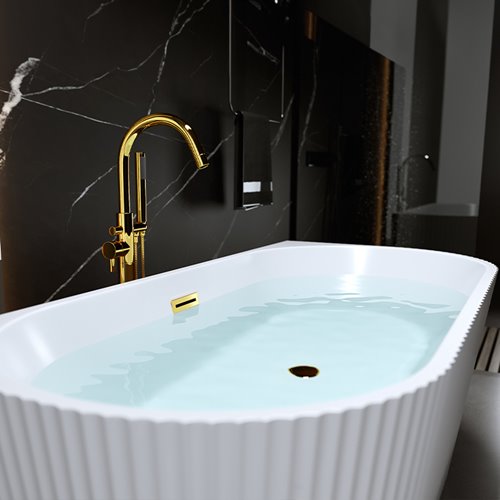 Wanna wolnostojąca przyścienna korek oraz przelew złoty 160 cm Carlo Hydrosan