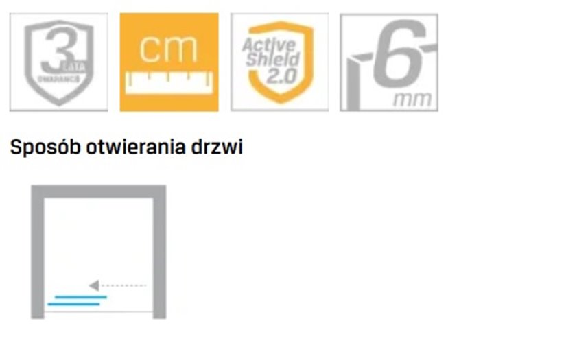 Drzwi prysznicowe rozsuwane lewe kolor złoty szczotkowany 100 cm D-0784A Prime New Trendy Gold Brushed
