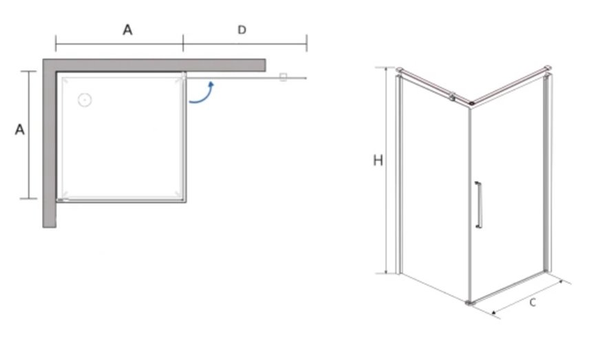 Kabina prysznicowa prostokątna 80x90 cm Fresh Line BKP260T09/08 Clean Glass