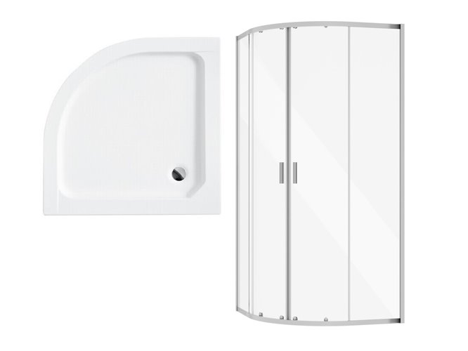 Zarya Besco chromowana kabina prysznicowa 90x90 powłoka ProClean + biały brodzik 15 cm Alex