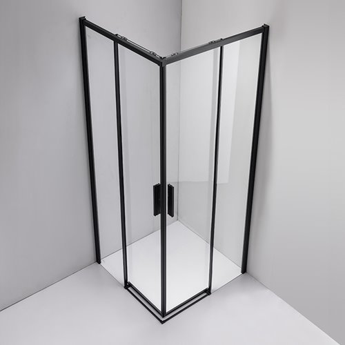 Czarna kabina prysznicowa kwadratowa Super Slim Nova 90x90 drzwi rozsuwane