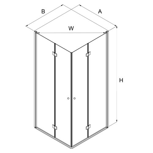 Czarna kabina prysznicowa prostokątna składana 90x80 K-3570 Superia New Trendy