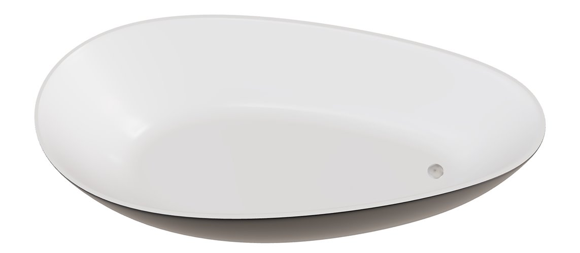 Czarno-biała matowa wanna wolnostojąca z konglomeratu + klik-klak chrom Goya 160 B&W Matt Besco WMMC-160G