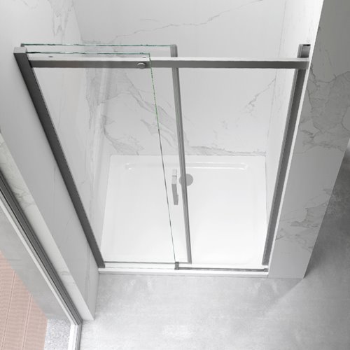 Stal szczotkowana drzwi prysznicowe do wnęki 135-140 cm rozsuwane szkło 8 mm KZ09E