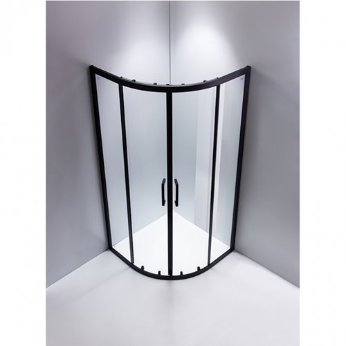 Czarna kabina prysznicowa półokrągła 80x80 drzwi rozsuwane BS01A