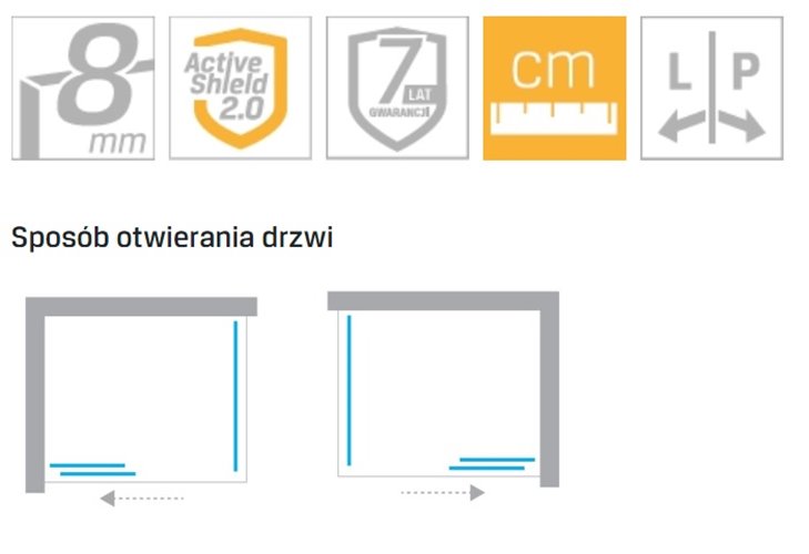 Smart Black New Trendy czarna kabina prysznicowa prostokątna 100x80 cm EXK-6639