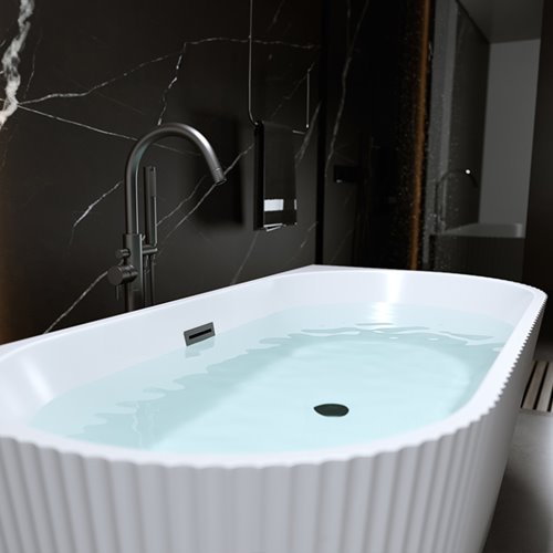 Wanna wolnostojąca przyścienna korek oraz przelew czarny 160 cm Carlo Hydrosan