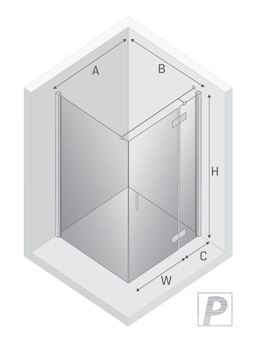Kabina prysznicowa uchylna prawa kolor złoty 100x110 cm K-4536 New Trendy Nesta Light Gold