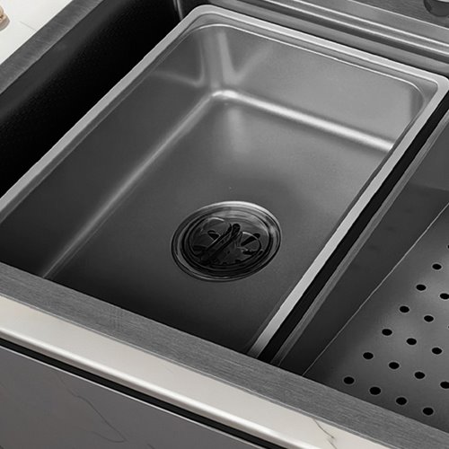 Zlewozmywak kuchenny stalowy jednokomorowy czarny ARGOS 68X46 ASI 304