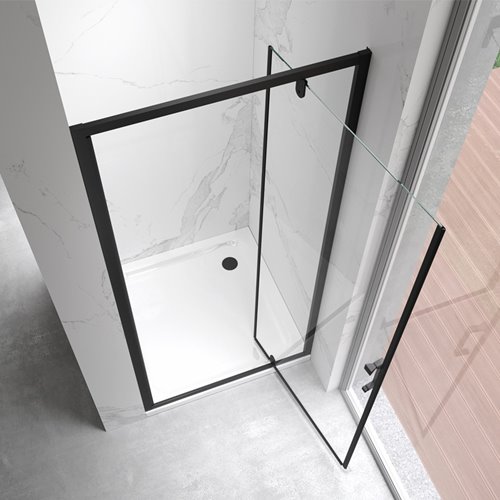 Drzwi prysznicowe uchylne do wnęki kolor profili czarny mat 90 cm ZES-KZ18C-BL-90 zdjęcie 5