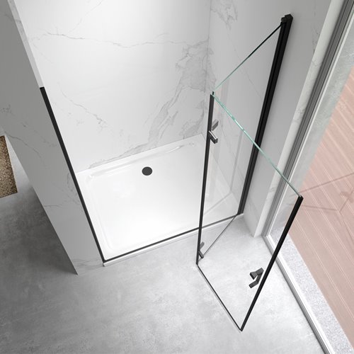 Czarne drzwi prysznicowe składane do wnęki 90 cm ZES-KZ21C-BL-90