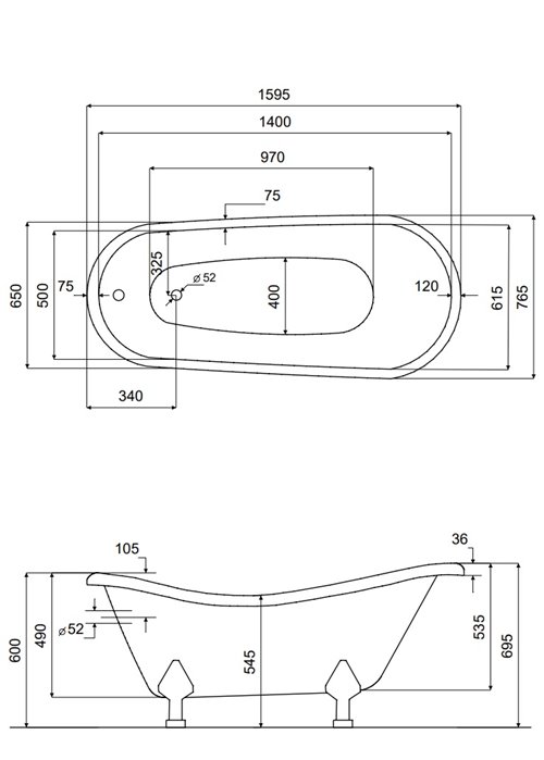 Wanna wolnostojąca 160 nogi złote Otylia Besco WKO-160W+ZL