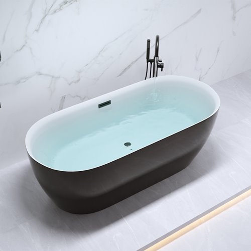 Wanna wolnostojąca czarno-biała czarny korek oraz przelew 160 cm Cesana Hydrosan