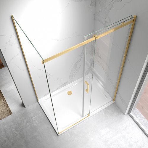 Złota kabina prysznicowa prostokątna 140x90 szkło 8 mm ZES-KZ22E-GL-140X90