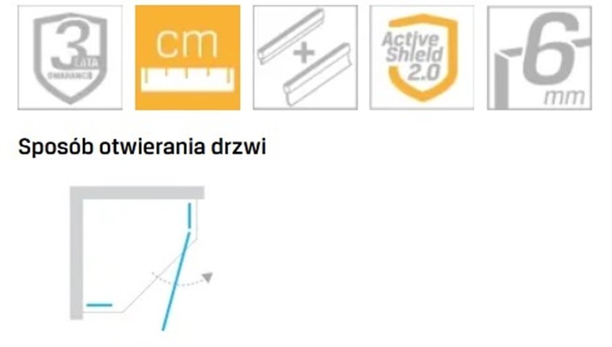 Kabina prysznicowa pięciokątna prawa drzwi uchylne kolor chrom 90x90 cm K-3688 New Trendy Nesta Chrome