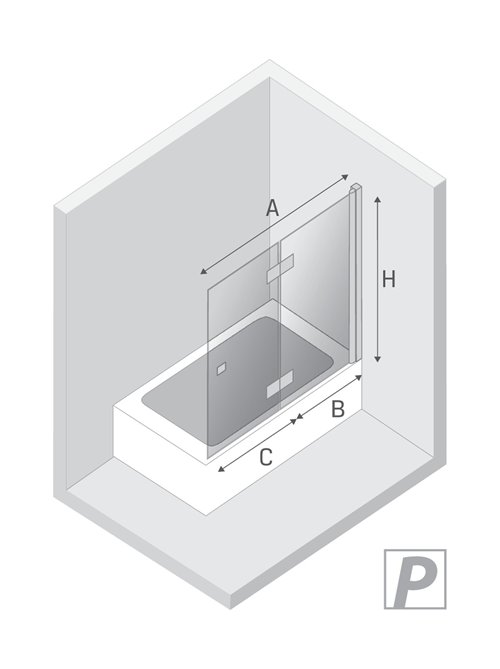 Parawan wannowy składany 110x140 cm prawy New Soleo P-0164 Gunmetal Brushed