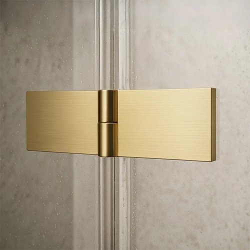 Prostokątna kabina prysznicowa narożna lewa 80x90 Atlas Rea złoto szczotkowane