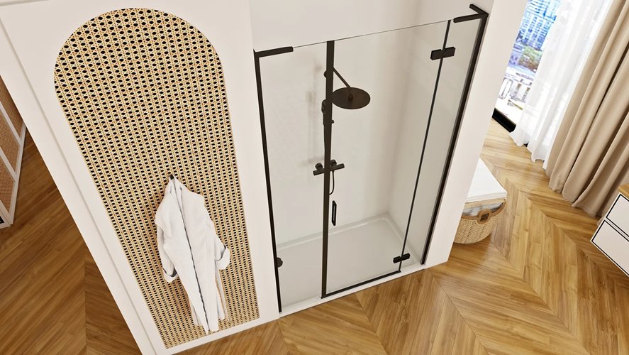 Drzwi prysznciowe 120 cm uchylne czarne Hugo Rea Black