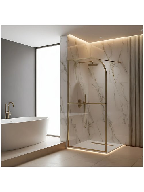 Złota szczotkowana ścianka prysznicowa Sky Brush Gold Rea 120 cm