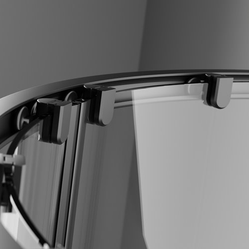 Zarya Besco czarna kabina prysznicowa 90x90 powłoka ProClean + czarny brodzik 4,5 cm Axim Stone Effect Black