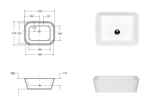 Matowa umywalka nablatowa 40x50 cm z konglomeratu Assos Matt Besco UMMB-A-NB