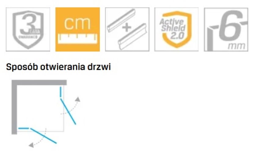 Kabina prysznicowa drzwi podwójne kolor złoty połysk 100x120 cm K-4564 New Trendy Nesta Light Gold