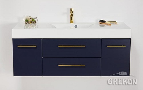 Szafka wisząca z umywalką granatowy mat 120/50C cm Belli Gold Gante