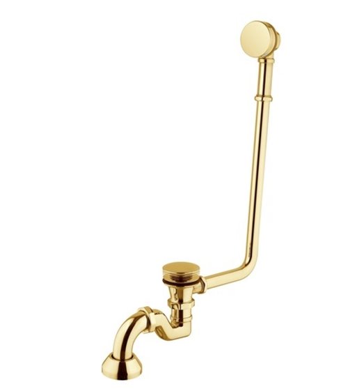 Syfon click-clack z przelewem do wanny retro złoty Besco