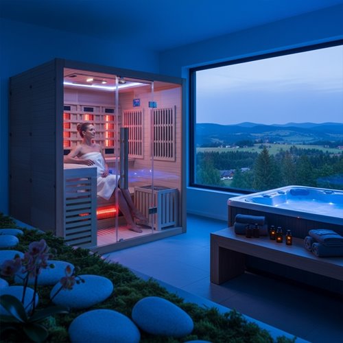 Sauna Combo na podczerwień + fińska 4-osobowa 160x160 cm Helsi3 6KW