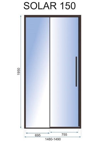 Drzwi prysznicowe szerokość 150 cm czarne profile Solar Rea