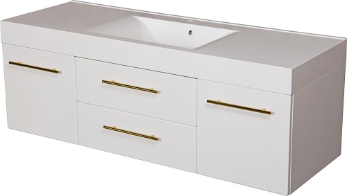 Szafka wisząca biały mat z umywalką 140 cm Nela Belli Gold Gante