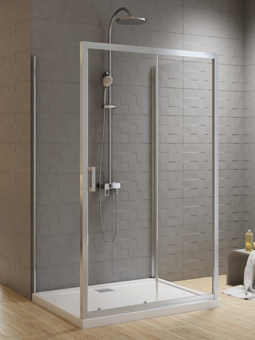 Kabina prostokątna przyścienna 100x80x80 cm profile chrom K-5137 New Varia New Trendy