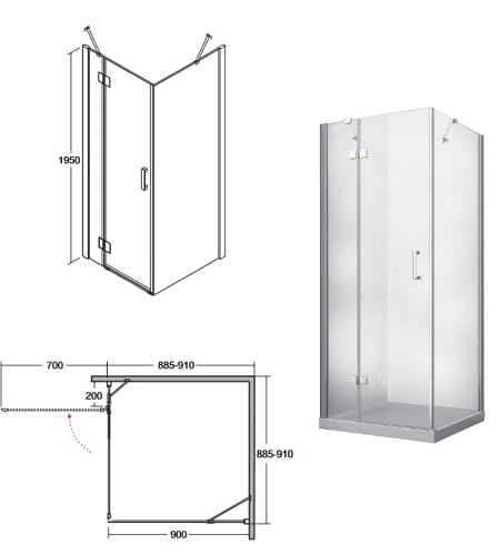 Kabina kwadratowa 90x90 Viva I Besco model lewy