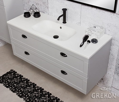 Szafka łazienkowa szara wisząca z umywalką 120/45 Grend