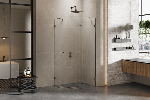Kabina pięciokątna stal szczotkowana 100x80 EXK-3839 Avexa New Trendy Gunmetal Brushed