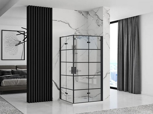 Kabina prysznicowa 80x80 składana Molier Black Double Rea
