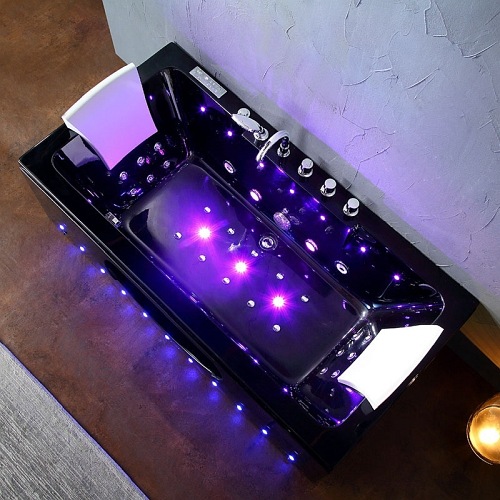 Czarna wanna z hydromasażem 160x84 Iris 933C Hydrosan