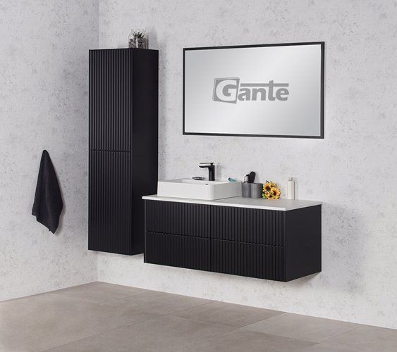 Szafka łazienkowa wisząca frezowana z umywalką 120 cm Mirage kolor czarny mat