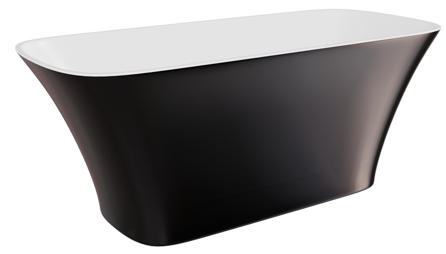 Czarno-biała wanna wolnostojąca z konglomeratu + klik-klak chrom 160 cm Assos B&W Besco WMD-160-ABW