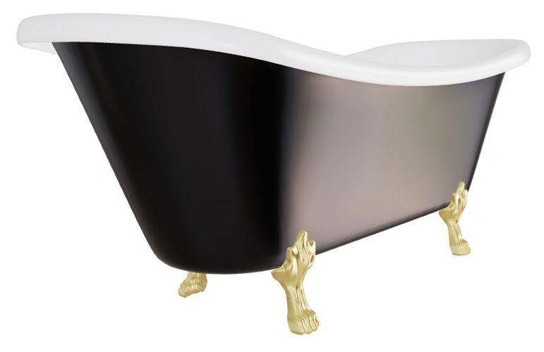 Wanna wolnostojąca czarno-biała 190 cm złote łapy Amelia B&W Besco WKA-190+BWG