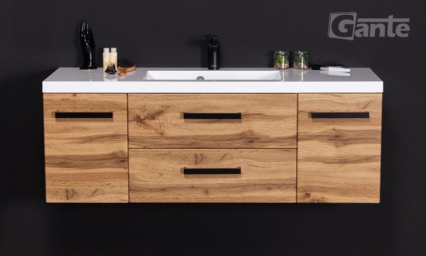 Szafka wisząca z umywalką 120 cm kolor dąb naturalny 39/2 seria Fokus Loft Gante