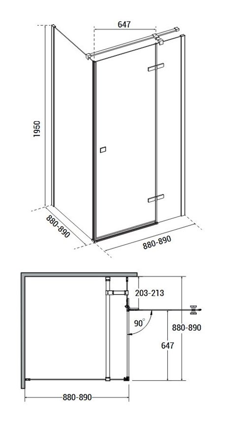 Stal szczotkowana kwadratowa kabina prysznicowa 90x90 prawa Pixa Besco PKP-90-195GR zdjęcie 8