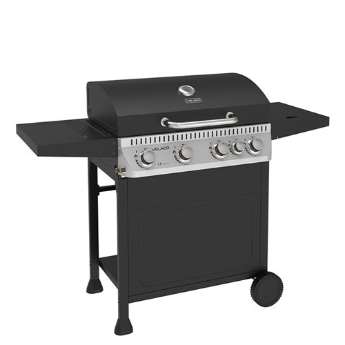 Grill gazowy APOLLO-C kolor czarny ruszt żeliwny moc 14,5 kW + pokrowiec + palnik boczny