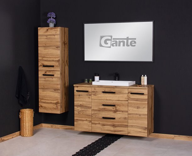 Szafka wisząca z umywalką nablatową 120 cm kolor dąb naturalny 39/3 seria Fokus Loft Gante