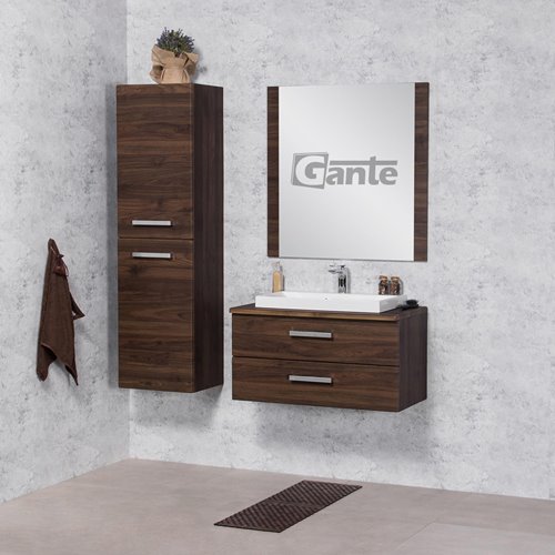 Szafka łazienkowa wisząca z umywalką nablatową 80 cm 39/2 Fokus kolor orzech