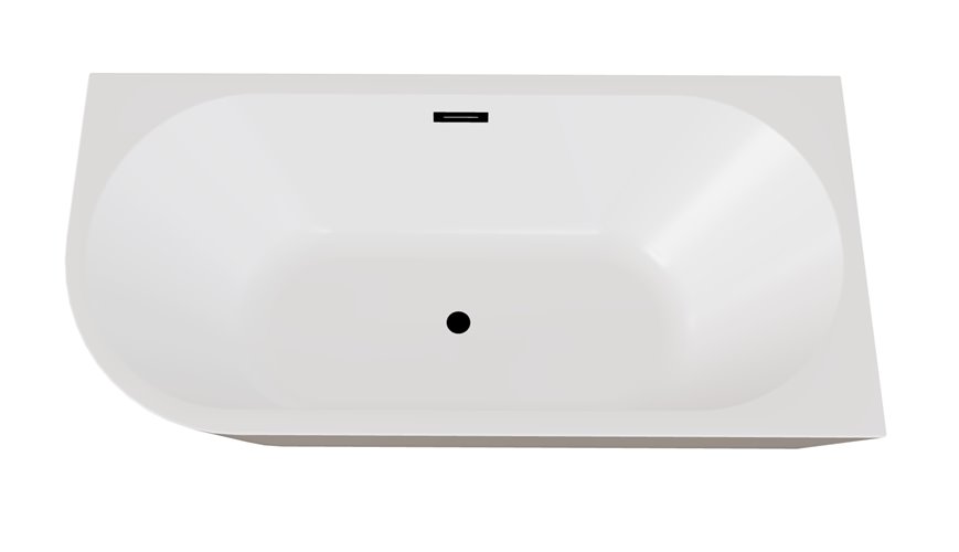 Wanna przyścienna czarno-biała narożna prawa syfon z przelewem czarny 150 cm Zoya B&W Besco WAS-150ZBPC