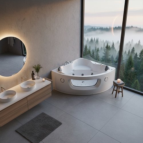 Wanna z hydromasażem narożna 140x140 Flores 601