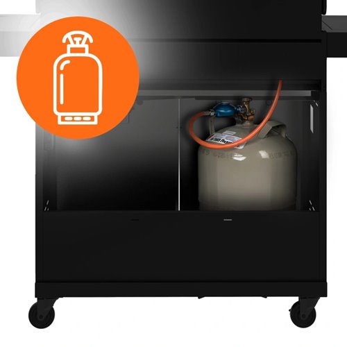 Grill gazowy ZEUS-D kolor czarny ruszt żeliwny moc 17,5 kW + pokrowiec + palnik boczny + LED zdjęcie 25