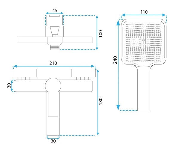 Czarna bateria wannowa Argus Rea