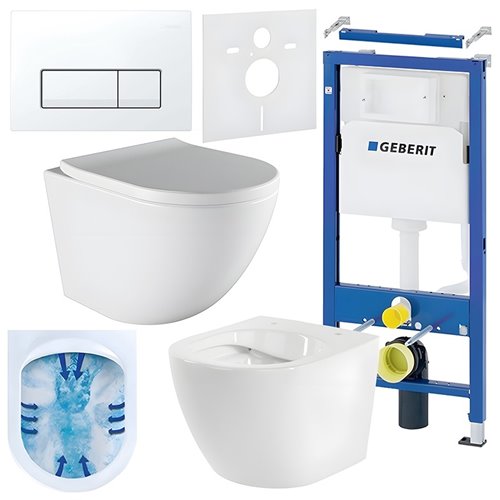 Zestaw podtynkowy stelaż GEBERIT DUOFIX + miska PURO-WH-02 + przycisk DELTA 50 biały